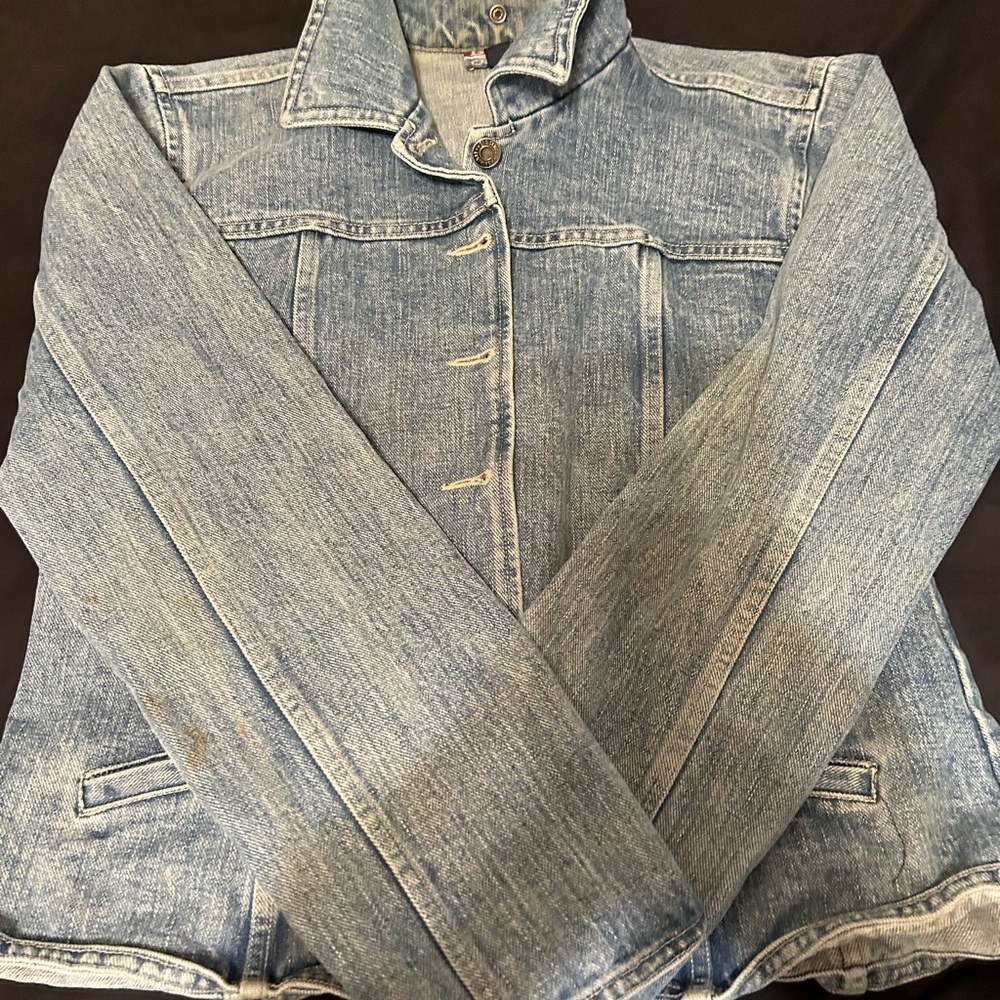 Old school womans vintage lamb skin jean jacket size medium